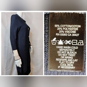 NIC+ZOE Black Long Cardigan with Cream Wrists